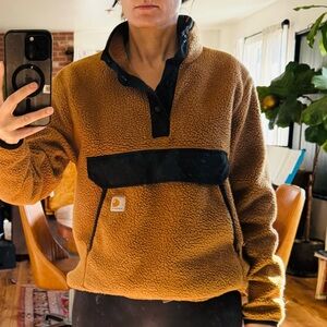 Carhartt Brown and Black Fleece Pullover small